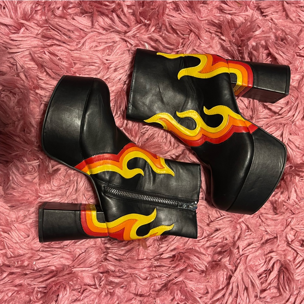 Dolls Kill Current Moon Platform Flame Ankle Boots - image 3